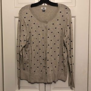 Tan & Black Polka Dot Cardigan Sweater